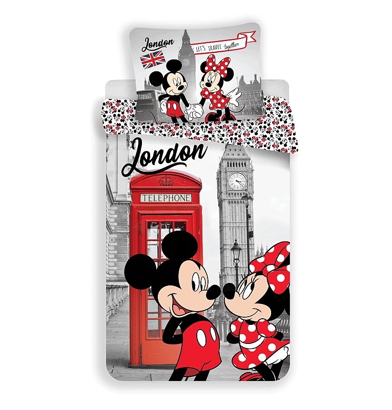 Obliečky Mickey a Minnie Londýn Telephone