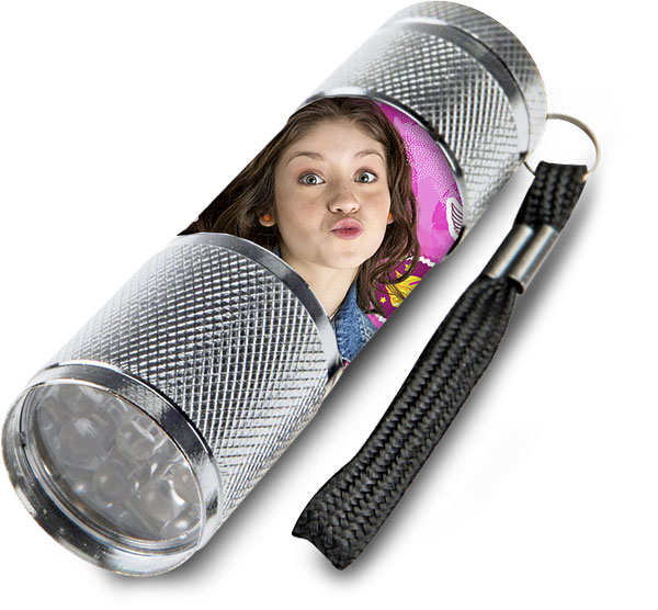 Detská hliníková LED baterka Soy Luna strieborná