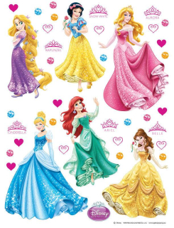 Samolepiaca nálepka na stenu Disney Princezné