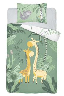 Bambusové obliečky do postieľky Žirafy green