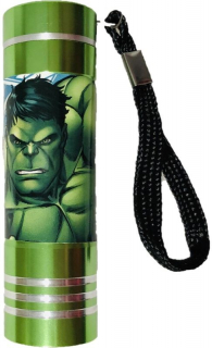 Detská hliníková LED baterka Avengers green