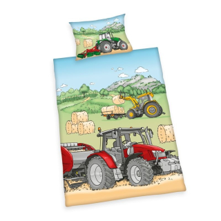 FLANEL BIO Obliečky do postieľky Traktor cartoon