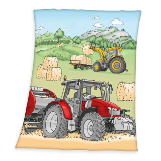 Fleece deka Traktor cartoon 130/160