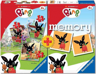 Puzzle Zajačik Bing 4v1 25,36,49 dielikov + pexeso